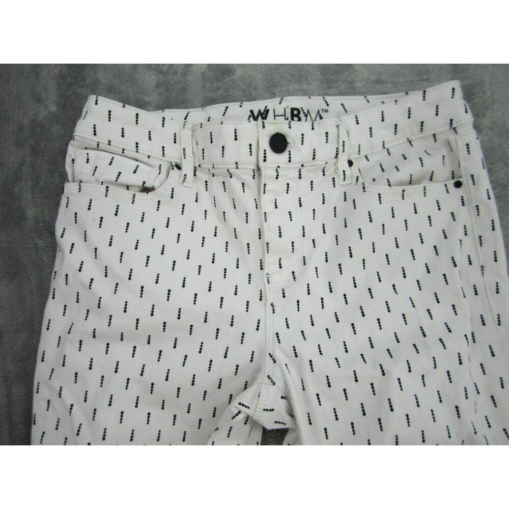 WHBM Women's Sz 2 Slim Jeans White House Black Market Geometric Dot White Black